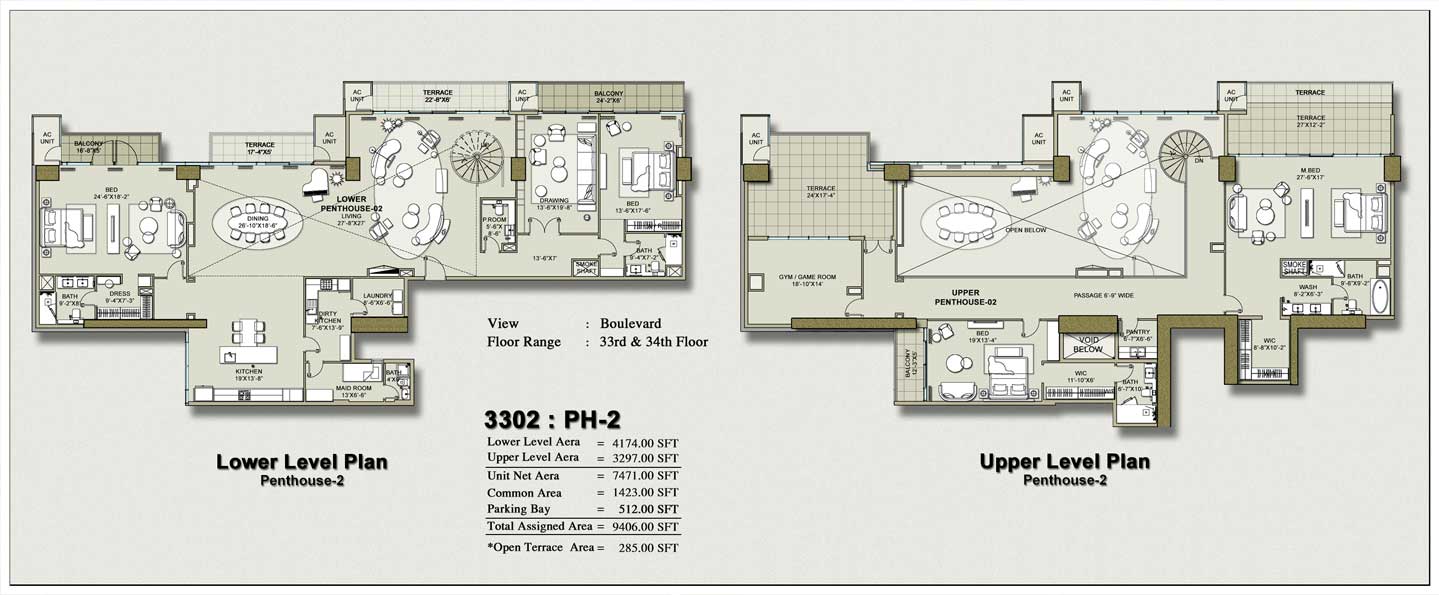 H1 Tower Penthouse Floor Plan Layout 1