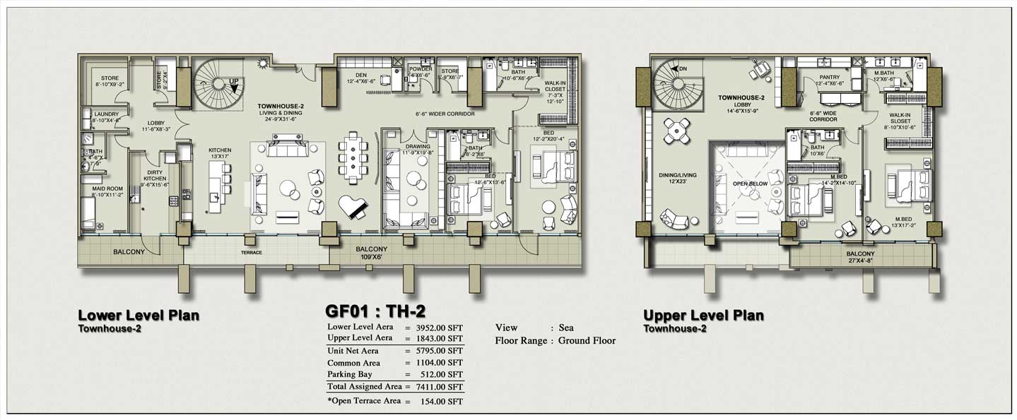 H1 Tower Townhouse Floor Plan Layout 2